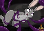 anthro breasts female multicolored_body nipple_fetish nipple_play nude open_mouth penetration purple_eyes restrained restrained_by_tentacles sex small_breasts solo tentacle_penetration tentacle_sex tentacles two_tone_body a-fitzga disney zootopia judy_hopps lagomorph leporid mammal rabbit 2023 hi_res