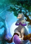 anthro big_tail claws detailed_background evergreen_tree feet fluffy fluffy_chest fluffy_ears fluffy_tail fur ilusion light male meditation moon moonlight multicolored_body night outside pawpads paws pine_tree plant purple_arms purple_hands red_eyes red_nose red_pawpads semi-anthro sitting sitting_on_tree sky smile solo tail toes tree white_body white_fur lynxcatgirl proann arctic_fox canid canine fox mammal true_fox absurd_res digital_media_(artwork) hi_res painting_(artwork) traditional_media_(artwork)