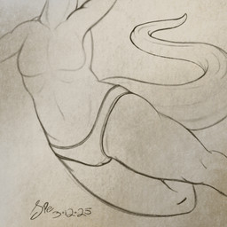 anthro big_tail breasts camel_toe close-up clothed clothing featureless_breasts female female_anthro gusset long_neck long_tail lying non-mammal_breasts on_side panties panties_only raised_arm small_breasts solo tail tapering_tail thick_tail thick_thighs topless underwear underwear_only wide_hips spe scalie 1:1 2025 dated digital_drawing_(artwork) digital_media_(artwork) hi_res monochrome procreate_(artwork) sepia signature sketch