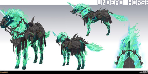 ambiguous_feral ambiguous_gender armor black_armor blue_body blue_hooves blue_skin blue_teeth book butt chain clothed clothed_ambiguous clothed_feral clothing colored_fire company_name dagger feral fire flaming_hair flaming_mane flaming_tail glowing glowing_horn gradient_background green_fire green_mane green_tail hooves horn light long_horn long_tail mane melee_weapon mouth_closed multicolored_body multicolored_tail pseudo_hair pseudo_mane quadruped reins saddle sheathed_dagger short_mane simple_background solo standing tail teeth text turnaround unguligrade weapon white_eyes white_horn nicholas_patrick_kelana highguard_(game) mythology equid equine hybrid mammal mythological_creature mythological_equine undead unicorn 2026 absurd_res colored concept_art digital_drawing_(artwork) digital_media_(artwork) english_description english_text hi_res lighting official_art shaded