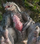 bodily_fluids butt cum feet feral fingering genital_fluids genitals male pawpads penis slit_fingering slit_play solo toes barlu capcom monster_hunter fanged_wyvern tobi-kadachi 2025 absurd_res hi_res