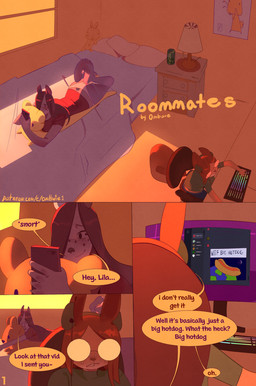 anthro clothing dialogue duo eyewear feet female female/female freckled_face freckles glasses hair inside perspective_shot smile tail text wearing_glasses ombwie discord_(app) esther_(ombwie) lila_(ombwie) bat mammal 2025 artist_name colored comic digital_drawing_(artwork) digital_media_(artwork) english_text first_page hi_res multiple_scenes shaded url