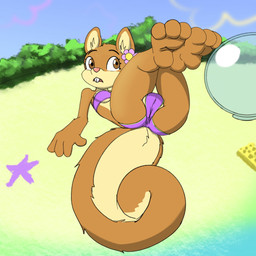 anthro beach big_tail breasts brown_body brown_fur butt camel_toe clitoris_outline clothed clothing feet female flower fur lying medium_breasts on_back open_mouth outside plant solo swimwear tail tan_body tan_fur under_boob stardustpony nickelodeon spongebob_squarepants sandy_cheeks eastern_grey_squirrel grey_squirrel mammal rodent sciurid tree_squirrel 1:1 hi_res line_art