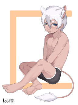 4_ears 5_toes animal_ears athletic athletic_humanoid athletic_male barefoot bent_legs biped black_boxer_briefs black_clothing black_text black_underwear blue_eyes blue_pupils blush blush_lines blushing_at_viewer boxer_briefs boxer_briefs_only butt closed_smile clothed clothed_humanoid clothed_male clothing collarbone eyebrows feet grey_highlights hair hair_between_eyes highlights_(coloring) human_and_animal_ears human_ears inner_ear_fluff iris looking_at_viewer male male_humanoid mouth_closed multi_ear multicolored_eyes nails nipples pecs pink_inner_ear plantigrade pupils short_hair simple_background sitting smile smiling_at_viewer solo straight_arms tail tail_tuft tan_body tan_ears tan_nails tan_nipples tan_skin tan_tail tan_toenails text three-quarter_view toenails toes topless topless_humanoid topless_male tuft two_tone_eyes underwear underwear_only white_background white_ears white_eyebrows white_hair white_inner_ear_fluff white_tail_tuft white_tuft yellow_eyes young young_humanoid young_male nello_the_tiger gainsboro animal_humanoid humanoid mammal mammal_humanoid tailed_humanoid absurd_res artist_name colored english_description full-length_portrait hi_res portrait shaded