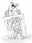 accessory anthro breasts clenched_teeth clothed clothing cold duo eyebrows eyelashes female flower flower_in_hair freezing frozen frozen_solid hair hair_accessory ice long_hair plant teeth mario-grant activision crash_bandicoot_(series) coco_bandicoot polar_(crash_bandicoot) bandicoot bear mammal marsupial polar_bear ursine monochrome