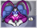 anthro belly big_butt black_hair bottomwear breasts butt clothed clothing duo female food footwear fur furniture hair huge_butt huge_thighs inside long_hair navel overweight overweight_anthro overweight_female popcorn shirt shorts sitting sitting_on_another sitting_on_ground smothering socks sofa t-shirt thick_thighs topwear tv_remote kazecat violet_(kazecat) lagomorph leporid mammal rabbit 2006 digital_media_(artwork)