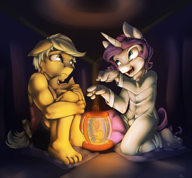 anthro anthrofied blonde_hair blue_eyes clothing crossgender duo ftm_crossgender fur green_eyes hair horn lamp lantern male orange_body orange_fur pajamas purple_hair white_body white_fur alasou friendship_is_magic hasbro my_little_pony mythology applejack_(mlp) rarity_(mlp) earth_pony equid equine horse mammal mythological_creature mythological_equine pony unicorn 2015 digital_media_(artwork) hi_res