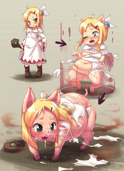 annoyed basic_sequence belly big_belly blonde_hair clothing female forced forced_transformation genitals green_eyes hair human_to_feral loli looking_at_viewer magic navel obese obese_female overweight overweight_female solo species_transformation staff three_frame_image three_frame_sequence torn_clothing transformation transformation_sequence vulva weight_gain young oseron final_fantasy square_enix mage_(final_fantasy) white_mage_(final_fantasy) domestic_pig mammal suid suine sus_(pig) 2010 censored digital_media_(artwork) mosaic_censorship sequence
