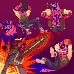 abs anthro ball basketball_(ball) belt belt_buckle blue_body blue_fur blue_lips blue_nose blue_tongue bottomwear buckle butt candy chainsaw chair clothed clothing container denim denim_bottomwear denim_clothing dessert eating eating_candy eating_food emanata food footwear fur furniture gaping_mouth gesture hand_gesture holding_ball holding_basketball holding_chainsaw holding_container holding_object holding_power_tool holding_tool jacket jeans laugh letterman_jacket lips lollipop male multiple_poses muscular muscular_anthro muscular_male on_chair open_clothing open_jacket open_mouth open_topwear pants pecs peppermint_(candy) pinata pink_background pink_body pink_fur pose power_tool pubes red_sclera ruff shoes simple_background sitting sitting_on_chair solo star star_polygon tail teeth tongue tongue_out tools topwear torn_bottomwear torn_clothing torn_jeans torn_pants v_sign yellow_eyes masesaltt epic_games fortnite andy_fangerson alebrije animate_inanimate canid canine canis living_pinata mammal wolf 1:1 2025 hi_res multiple_images