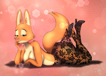 anthro barbell_piercing big_butt breasts butt calves_up clothing eyebrow_piercing eyebrows eyelashes facial_piercing female footwear fur green_eyes high_heels legs_up legwear lying on_front orange_body orange_fur pantyhose piercing shoes solo tan_body tan_fur silverfoxsketches dreamworks hooked_on_heel_(trend) the_bad_guys diane_foxington canid canine fox mammal 2025 hi_res