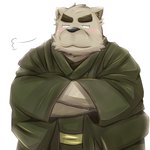 anthro black_nose blush clothing kemono male overweight overweight_anthro overweight_male robe simple_background solo white_background emufu bear mammal 1:1 2015