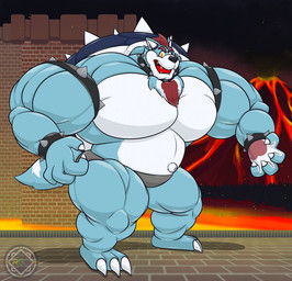 anthro big_muscles big_pecs bracelet chestfloof clothing collar horn huge_muscles huge_pecs hyper hyper_biceps hyper_muscles hyper_pecs jewelry male musclegut muscular navel pecs shell solo spiked_bracelet spiked_collar spiked_shell spikes spikes_(anatomy) underwear wolfser rygalo mario_bros nintendo ryan_(freazzy) canid canine canis koopa mammal scalie wolf