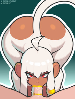 anthro anthro_penetrated big_butt brown_body brown_skin butt dark_body dark_skin disembodied_penis duo fellatio female female_anthro female_on_human female_penetrated first_person_view fur genitals hair human_on_anthro human_penetrating human_penetrating_anthro human_penetrating_female human_pov interspecies lipstick lipstick_on_penis looking_at_viewer makeup male male/female male_on_anthro male_penetrating male_penetrating_anthro male_penetrating_female male_pov oral oral_penetration penetrating_pov penetration penile penile_penetration penis penis_in_mouth red_eyes sex tail text thick_thighs white_body white_fur white_hair wide_hips yellow_lipstick adnyc twitter wuming_(adnycart) haplorhine human mammal monkey primate absurd_res artist_name digital_drawing_(artwork) digital_media_(artwork) hi_res