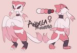 anthro claws female fur pink_background pink_body pink_fur red_eyes simple_background solo text bloowolfy nintendo pokemon generation_5_pokemon mienshao pokemon_(species) 2024 hi_res model_sheet