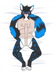 anthro bdsm blue_eyes blue_spots blush bondage bound diaper male restraints solo spots straitjacket minettefraise winter_(krakenfox) felid mammal pantherine snow_leopard hi_res