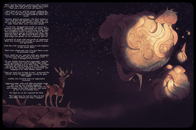 ambiguous_gender backpack brain breasts brown_body brown_fur clothed clothed_male clothed_taur clothing double_middle_finger feral fur gesture group hair hand_gesture hooves male middle_finger moon night non-mammal_breasts organs profanity saddle tail tentacles text white_hair rapscallion aquatic cephalopod eldritch_abomination mollusk taur 2023 english_text hi_res story