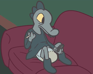 anthro cigarette clothed clothing diaper diaper_fetish feces female pooping scatplay smoking smoking_cigarette soiled_diaper soiling soiling_diaper solo tail teeth unclean_diaper used_diaper using_diaper wearing_diaper ramennoodsart night_in_the_woods bea_santello crocodile crocodilian reptile scalie 5:4 animated no_sound short_playtime video