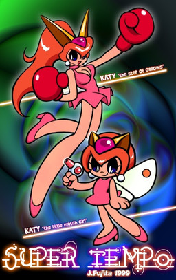 4_fingers abstract_background blue_sclera boxing_gloves breasts cleavage clothed clothing dress eyelashes female fingers footwear gem gun hair handwear high_heels insect_wings lepidopteran_wings long_legs open_mouth pearl_(gem) pink_clothing pink_dress ranged_weapon red_hair shoes smile tan_body tan_skin text weapon white_eyes wings j-fujita red_company sega tempo 13-kaidan_katy katy_(tempo) animal_humanoid arthropod arthropod_humanoid butterfly butterfly_humanoid humanoid insect insect_humanoid lepidopteran lepidopteran_humanoid 1999 archived_source english_text