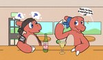 alcohol armband bar beverage black_kerchief blue_kerchief bottle container kerchief margarita argon_vile nintendo pokemon eddy_(includefireio) charmeleon generation_1_pokemon pokemon_(species) hi_res