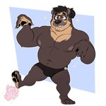 anthro black_body black_fur bulge clothing eyewear fur glasses male musclegut muscular navel nipples paws simple_background solo underwear rattykai uku bear mammal short-faced_bear spectacled_bear 1:1 2020 hi_res