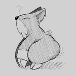 anthro beard big_butt big_claws bottom_heavy butt claws eyes_closed facial_hair grey_background question_mark simple_background solo tail zlut385 kirby_(series) nintendo eulipotyphlan gaw_gaw mammal mole_(animal) 1:1 greyscale low_res monochrome