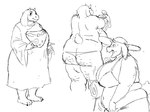 anthro belly big_breasts breasts butt cellulite clothing delta_rune_(emblem) dress female hat headgear headwear huge_breasts long_dress mature_female overweight overweight_anthro overweight_female solo sun_hat symbol thong underwear katsfish undertale undertale_(series) toriel boss_monster_(undertale) bovid caprine goat mammal 2024 black_and_white hi_res monochrome