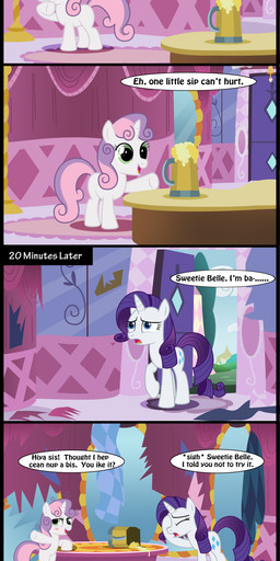 blue_eyes blush cider comic cub cutie_mark damage dialog drunk english_text equine eyes_closed facepalm female feral friendship_is_magic fur green_eyes hair horn horse inside mirror mug my_little_pony pony purple_hair rarity_(mlp) sibling sweetie_belle_(mlp) table text toxic-mario two_tone_hair unicorn white_fur young
Rating: Safe
Score: 5
User: Gilda_The_Gryphon
Date: September 23, 2012