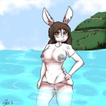 anthro areola breasts clothed clothing female fur genitals glistening glistening_body hair lake looking_at_viewer nipples nude outside pussy seascape sky smile solo swimming thick_thighs topwear translucent translucent_clothing water wet wet_clothing beep! fadeout_underground friday_(fadeout) lagomorph leporid mammal rabbit 1:1 hi_res