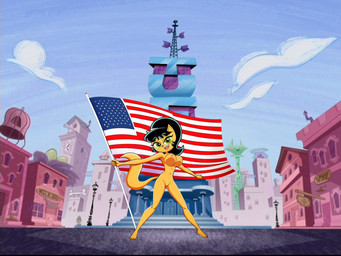 accessory american_flag anthro big_breasts black_hair breasts exhibitionism female green_eyes hair hair_accessory hairband looking_at_viewer nude outside patriotism politics screencap screencap_background smile solo streaking tan_body united_states_of_america waving_flag dragonstar731 nickelodeon t.u.f.f._puppy kitty_katswell domestic_cat felid feline felis mammal 2025 colored