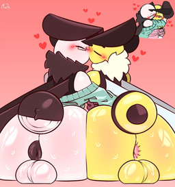 anthro anthro_on_anthro anus backsack balls butt clothed clothed_anthro clothed_male clothing duo femboy genitals hug kissing male male/male male_anthro puffy_anus red_background simple_background forsakenedbread mercury_(woebeeme) milo_(forsakenedbread) arthropod insect lepidopteran moth 2025 absurd_res digital_media_(artwork) hi_res signature tagme