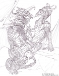 duo erection female feral feral_on_feral genitals horn male male/female membrane_(anatomy) membranous_wings nude penis pussy sex tail wings ahkahna mythology dragon mythological_creature mythological_scalie scalie greyscale monochrome