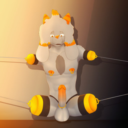 4_missing_limbs amputee anthro balls bdsm body_hair bondage bound chest_hair disability floppy_ears fur genitals glans grey_body grey_fur hair horn male narrowed_eyes nipple_piercing nipples nude orange_eyes orange_glans orange_horn orange_nipples penis piercing quadruple_amputee solo stump_cap suspension conditional_dnp gusta gusta_(gusta) bovid caprine goat mammal 1:1 hi_res