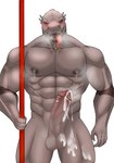 abs anthro balls biceps bodily_fluids cum genital_fluids genitals lactating male male_lactation muscular muscular_anthro muscular_male nipples pecs penis solo tongue tongue_out vein veiny_penis itsuki_yuuto tower_of_god rak_wraithraiser lizard reptile scalie wraithraiser hi_res