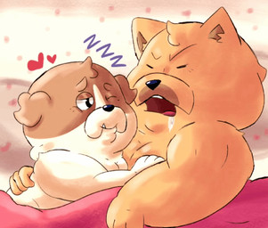 after_sex anthro duo heart_symbol male male/male one_eye_closed sleeping smile sound_effects ugly_bastard vowelless vowelless_sound_effect zzz ugly-rat15508 dogs_in_space netflix jerry_(dogs_in_space) loaf_(dogs_in_space) bulldog canid canine canis chow_chow domestic_dog mammal mastiff molosser spitz animated short_playtime