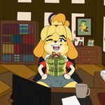 anthro chair clothed clothing duo female fur furniture human_on_anthro interspecies male male/female office office_chair public public_sex secretary sex yellow_body yellow_fur lewdsharx animal_crossing nintendo isabelle_(animal_crossing) villager_(animal_crossing) canid canine canis domestic_dog human humanoid mammal shih_tzu toy_dog 1:1 hi_res