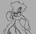 anthro big_breasts breasts clothed clothing female hair not_furry solo thick_thighs topwear girlpenisworld nintendo pokemon gardevoir generation_3_pokemon humanoid pokemon_(species) 2024 digital_media_(artwork) hi_res monochrome