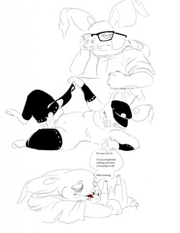alcohol anthro armwear balls beer beverage big_ears blood blood_from_mouth blood_in_mouth bodily_fluids clothed clothed_anthro clothed_male clothing crying digitigrade eyewear foreskin genitals glasses holding_clothing holding_object holding_underwear hoodie humanoid_genitalia humanoid_penis legwear lying male male_anthro nipples nosebleed on_side penis simple_background smile solo tears text topwear underwear vein veiny_penis white_background boxwater domestic_pig mammal suid suine sus_(pig) 2026 black_and_white english_text hi_res monochrome multiple_images