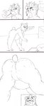 anthro awkward bent_over blush butt duo female male panda_tail thick_thighs marcushunter hasbro littlest_pet_shop littlest_pet_shop_(2012) penny_ling russell_ferguson bear eulipotyphlan giant_panda hedgehog mammal black_and_white hi_res monochrome sketch traditional_media_(artwork)