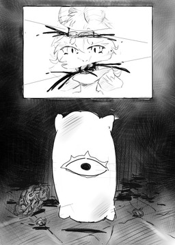 anthro blood blood_on_ground bodily_fluids brain female fur gore horn looking_at_viewer organs solo huntings mythology dragon furred_dragon furred_scalie mythological_creature mythological_scalie scalie unknown_species absurd_res comic hi_res monochrome