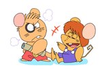 anthro biped brown_body brown_hair chibi clothed clothing duo eyes_closed hair laugh sitting hikari_gamba gamba_no_bouken gamba_no_bouken_(series) ganba ikasama mammal mouse murid murine rodent 2023