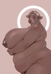 abstract_background anthro areola belly big_areola big_belly big_breasts big_nipples biped blush blush_lines bodily_fluids breasts brown_areola brown_body brown_breasts brown_eyebrows brown_eyes brown_fur brown_nipples closed_smile eyebrows eyelashes female fingers fur glistening glistening_areola glistening_bodily_fluids glistening_breasts glistening_eyelids glistening_eyes glistening_nipples glistening_shoulders glistening_sweat hair head_turned huge_breasts iris light_hair looking_at_viewer medium_hair monotone_body monotone_fur mouth_closed nipples nude nude_anthro nude_female obese obese_anthro obese_female overweight overweight_anthro overweight_female pink_blush puffy_areola pupils side_view smile smiling_at_viewer snout solo standing sweat sweatdrop thick_thighs white_hair grechka bovid bovine cattle mammal 2024 absurd_res artist_name dated digital_drawing_(artwork) digital_media_(artwork) hi_res portrait three-quarter_portrait