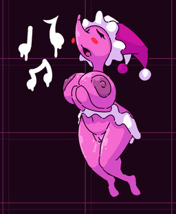 anthro big_breasts bodily_fluids bottomwear breasts clothed clothing clothing_lift eyes_closed female genital_fluids genitals groin music musical_note musical_symbol navel singing skirt skirt_lift solo symbol vaginal_fluids vulva water ikakins deltarune undertale_(series) darkner elemental_creature humanoid mizzle_(deltarune) water_creature