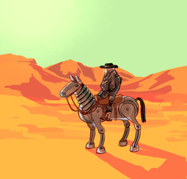 ambiguous_gender black_clothing black_hat black_headwear boots clothing cowboy_boots cowboy_hat day desert duo feral footwear hat headgear headwear machine metallic_body new_vegas not_furry outside quadruped reins riding_horse saddle shadow shoes spurs standing wearing_boots wearing_hat hazard-girl fallout microsoft primm_slim_(fallout) giddyup_buttercup_(fallout) humanoid protectron_(fallout) robot robot_humanoid