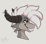 anthro eyeshadow furgonomics furry-specific_piercing grin hair horn horn_piercing makeup male mohawk piercing side_view smile smirk solo teeth teeth_showing white_hair good4life4ever fallout microsoft gevaudan_(good4life4ever) deathclaw scalie