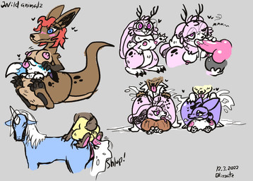 antlers big_butt big_feet blep blue_body blue_fur bodily_fluids breasts brown_body brown_fur bulge bulging_belly butt cum cum_in_mouth cum_in_vagina cum_inside cum_splatter feet fellatio female feral foot_on_butt from_behind_position fur genital_fluids genitals hand_on_butt horn humping impregnation_request long_feet male male/female nipples oral pawpads paws penile penis pink_body pink_fur pouch_(anatomy) pull_out purple_body purple_fur sex shitpost tail thick_tail thick_thighs tongue tongue_out wide_hips blizzate mythology canid canine equid equine fox jackalope kangaroo lagomorph leporid macropod mammal marsupial mythological_creature mythological_equine rabbit unicorn meme sketch