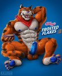 5_toes abs anthro arm_hair ball_tuft balls barefoot biceps blue_background blue_nipples blue_nose blue_pawpads blue_penis body_hair bowl calf_muscles cereal container deltoids erection facial_tuft fangs feet food forearm_muscles front_view genitals hairy_legs hand_behind_head holding_bowl holding_container holding_object humanoid_genitalia humanoid_penis kerchief kerchief_only looking_at_viewer male manly mascot mostly_nude muscular muscular_arms muscular_legs muscular_thighs navel neckerchief neckerchief_only neckwear nipples nude obliques open_mouth orange_balls pawpads pecs penis plantigrade pubes red_kerchief red_neckerchief simple_background sitting solo spread_legs spreading striped_body stripes teeth text toes triceps tuft vein veiny_muscles veiny_penis yellow_sclera kaijurah frosted_flakes kellogg's tony_the_tiger felid mammal pantherine tiger 2025 hi_res