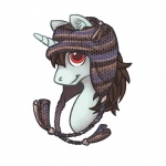 1:1 big_eyes brown_hair bust_portrait clothing equid equine fan_character feral fireheart furgonomics hair hasbro hat headgear headwear horn inner_ear_fluff looking_aside looking_at_viewer male mammal mostly_nude my_little_pony mythological_creature mythological_equine mythology portrait red_eyes short_hair side_view simple_background smile solo toony tuft unicorn unknown_artist white_background