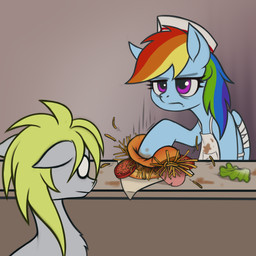 annoyed blue_body bread burger duo female food fruit male male/female plant purple_eyes tomato wings zetamad friendship_is_magic hasbro my_little_pony mythology fan_character lemon_sketch rainbow_dash_(mlp) equid equine mammal mythological_creature mythological_equine pegasus 1:1 hi_res
