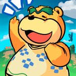 anthro biped black_nose clothed clothing eyes_closed male outside overweight overweight_anthro overweight_male shirt solo topwear pakodx animal_crossing nintendo nate_(animal_crossing) bear mammal 1:1 2014 hi_res