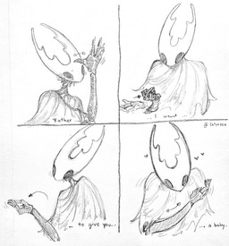 2_horns 4_panel_comic ambiguous_gender anthro biped black_body black_eyes blush blush_lines cloak clothed clothing directional_arrow fully_clothed heart_symbol horn incestuous_fantasy motion_lines simple_background solo text white_background white_cloak white_clothing white_head latyabsx hollow_knight_(franchise) team_cherry hollow_knight_(character) pure_vessel_(hollow_knight) arthropod insect vessel_(species) 2023 english_text graphite_(artwork) half-length_portrait hi_res monochrome portrait sign_language sketch traditional_media_(artwork) incest_(lore) nonbinary_(lore)